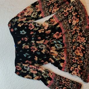 Floral romper 3/4 sleeve elastic waist